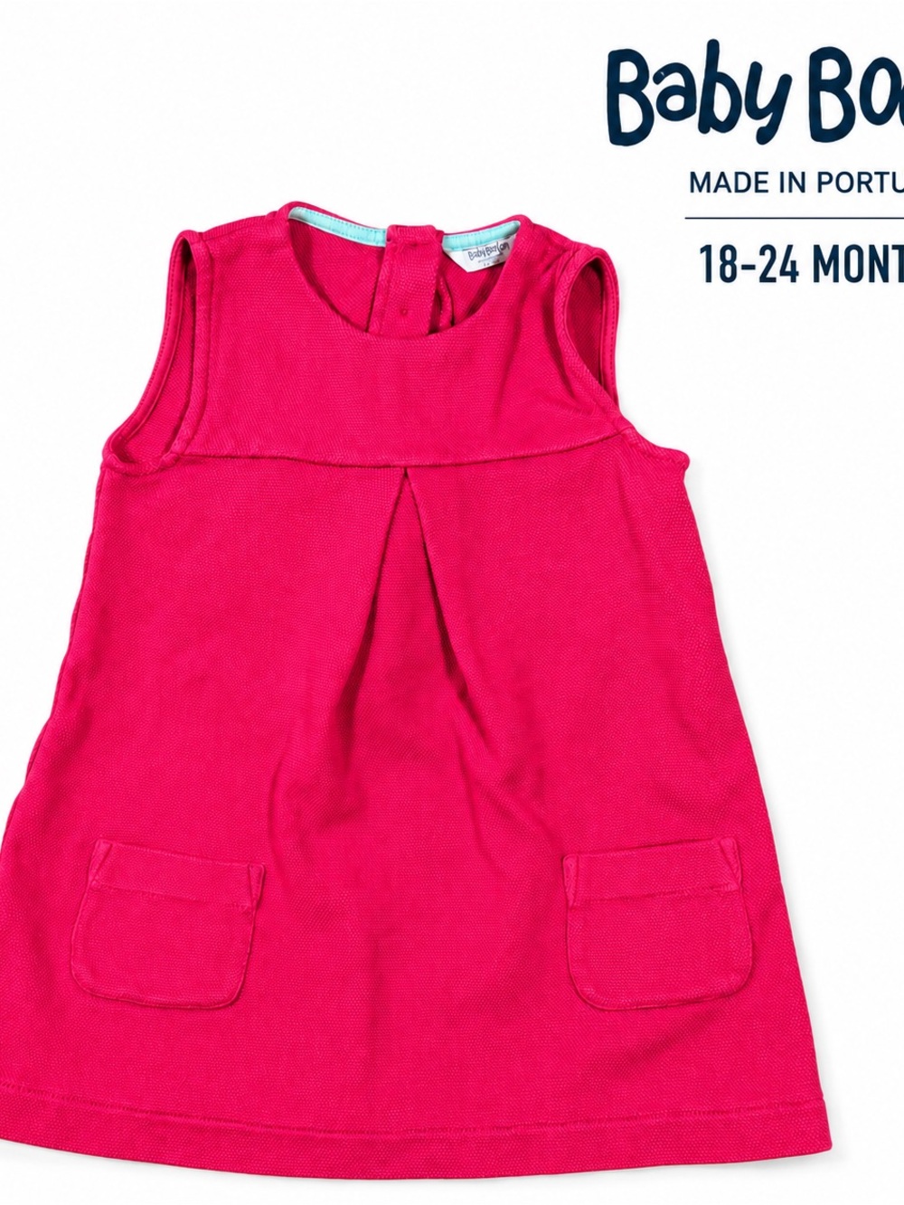 Baby Boden Red Pinafore Dress 18-24M A-Line Pocket Made in Portugal
